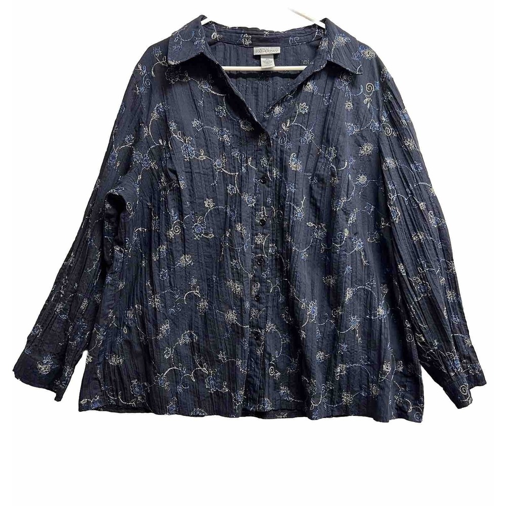 Catherines Plus‎ Sz 2XL Top  Printed Navy Floral